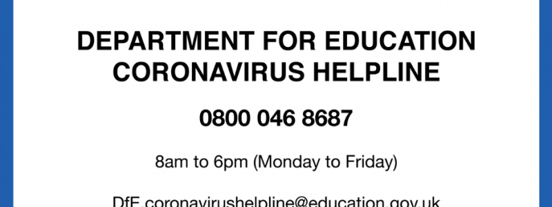 Covid-19 Helpline for Teachers, Parents and School Staff